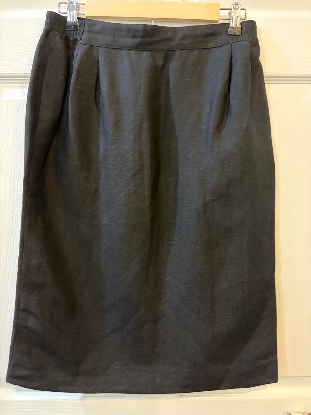 Harve Benard Black Linen Pencil Skirt for Women